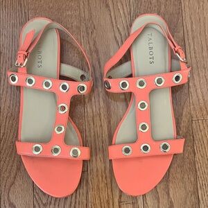 Talbots Coral Sandals with Gold Accents